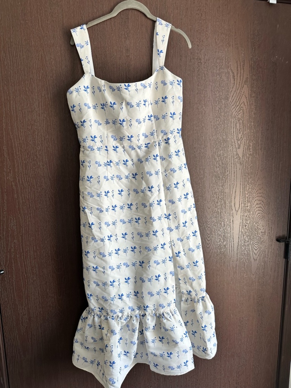Sachin + Babi White Midi Dress with Blue Floral Print